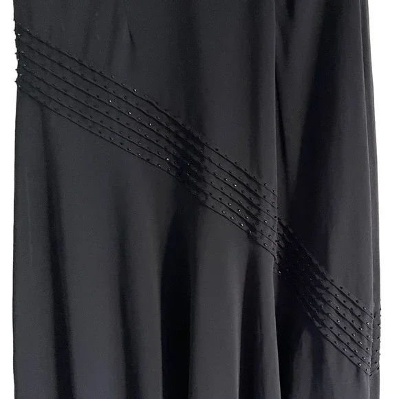 Adrianna Papell Classic Feminine Midi Dress 6 Beaded Flowy Flutter Sleeve  Black